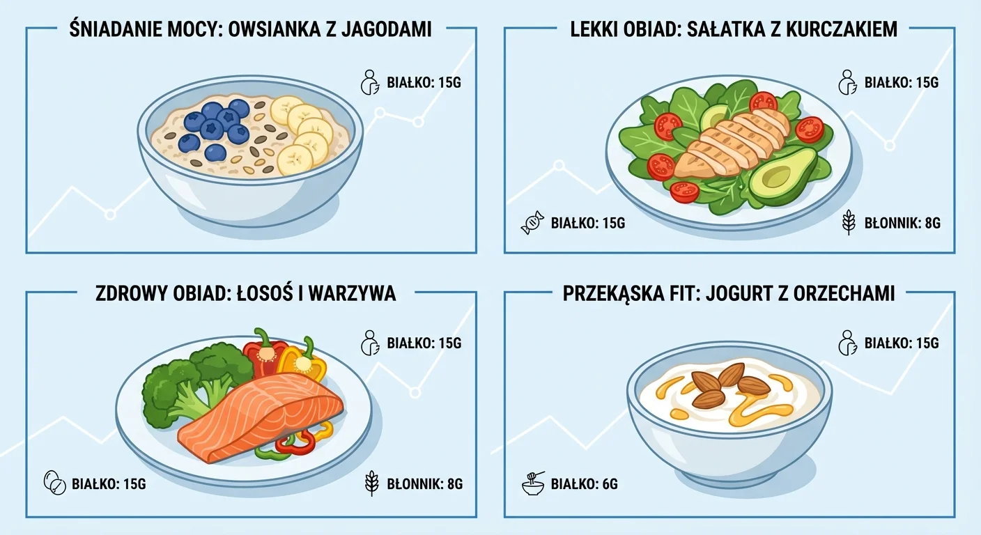 Four beautifully arranged bowls/plates, each showcasing one of the finished recipes. The colors are vibrant and the food looks appetizing and healthy.